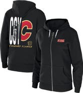 WEAR by Erin Andrews Women's WEAR by Erin Andrews Black Calgary Flames Sponge Fleece Full-Zip Hoodie