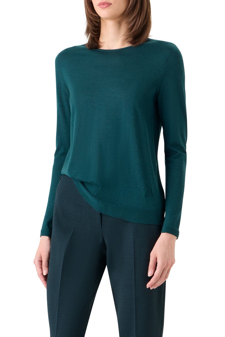 Fine Cashmere & Silk Sweater, Alternate, color, FOREST GREEN