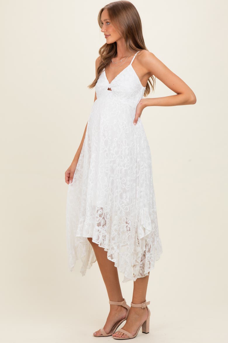 Twist Front Lace Maxi Dress, Alternate, color, Ivory