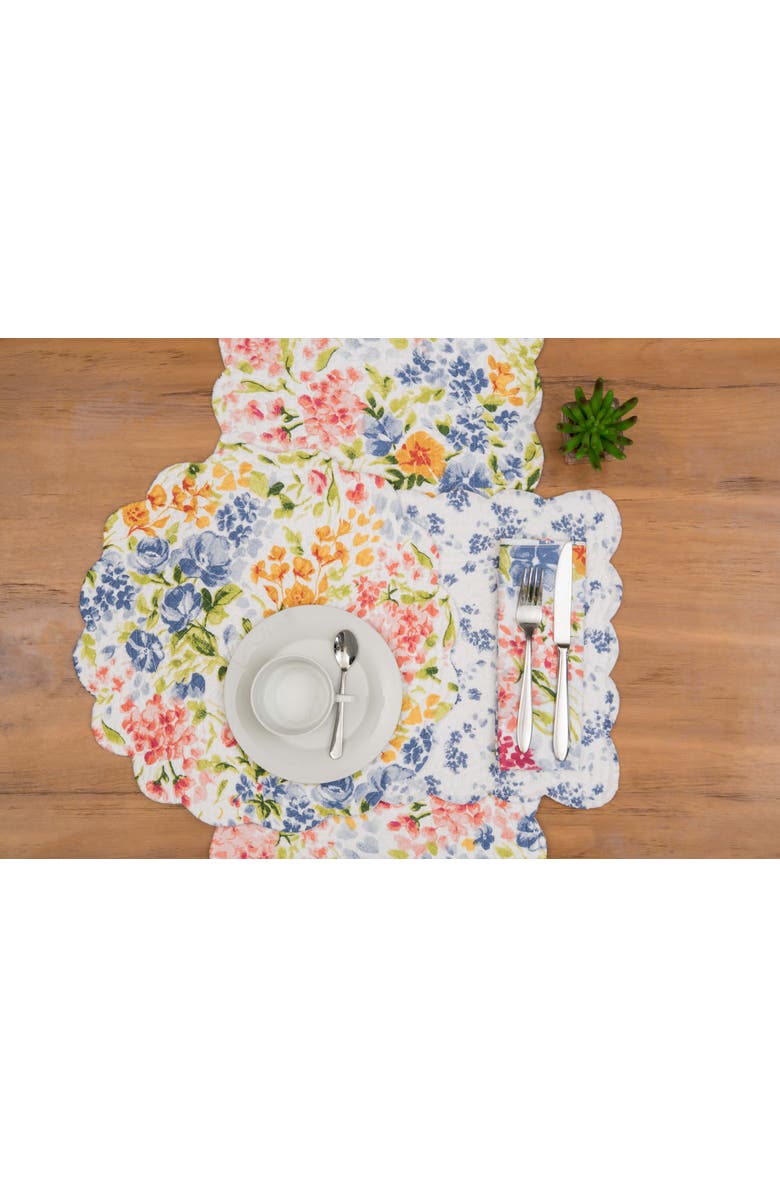 C&F Home Florian Watercolor Botanical Round 100% Cotton Set of 6 Placemats 17", Alternate, color, Orange