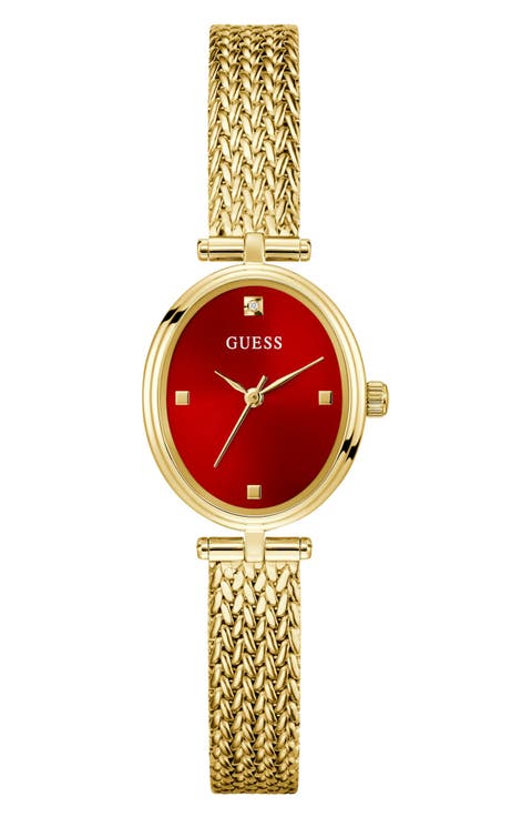 Ruby Oval Mesh Strap Watch, 24mm