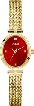 GUESS Ruby Oval Mesh Strap Watch, 24mm