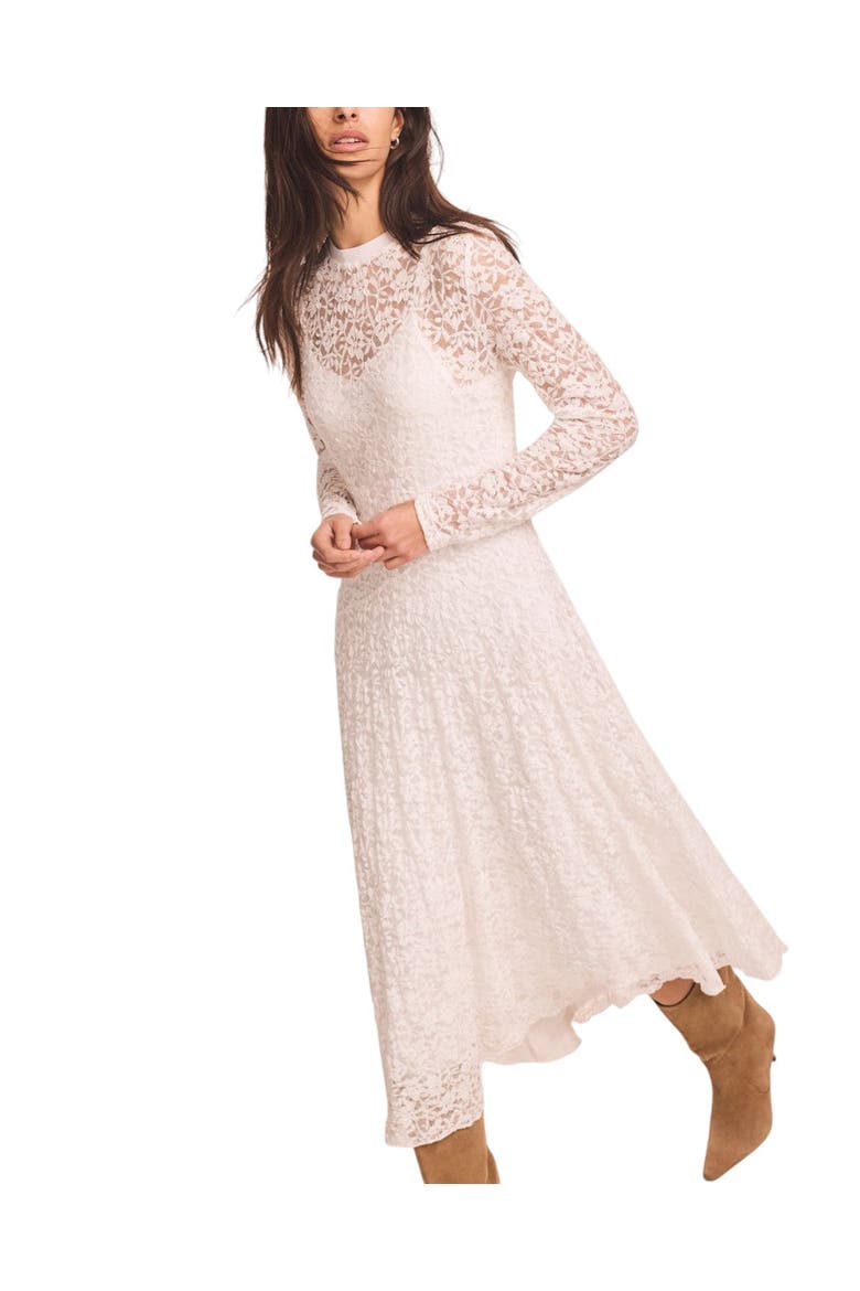 Lace Full Asymmetric Midi Dress, Main, color, Ivory