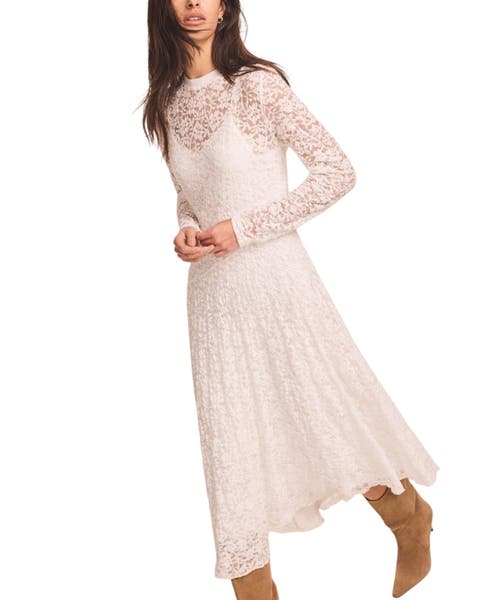 Lace Full Asymmetric Midi Dress