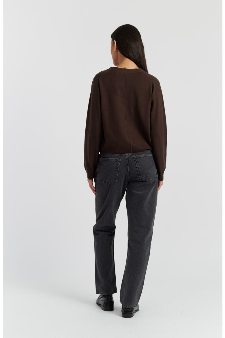 Wool Cashmere Cropped Cardigan, Alternate, color, Chocolate