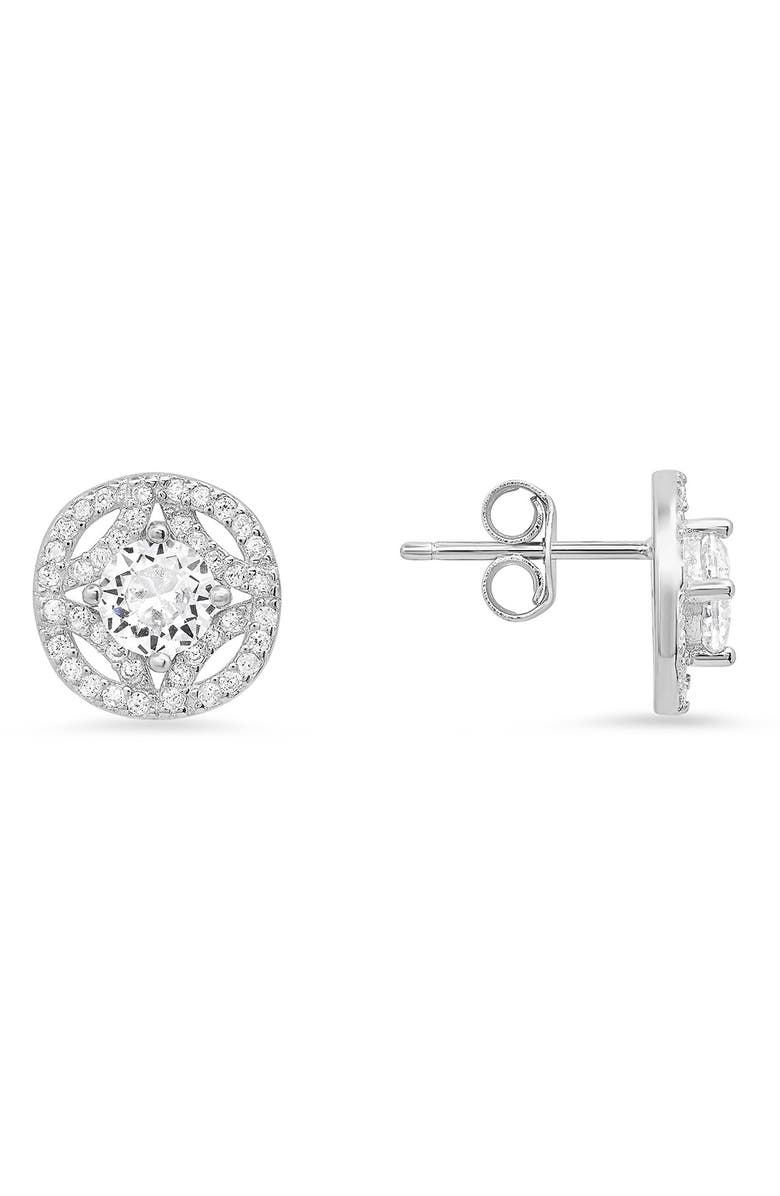 Queen Jewels Sterling Silver CZ Pavé Stud Earrings, Main, color, Silver