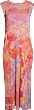 Pleats Please Issey Miyake Foggy Forest Pleated Midi Dress