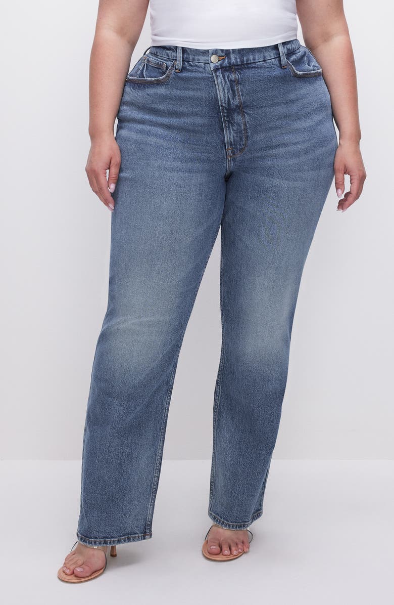 Good American Good '90s High Waist Straight Leg Jeans, Alternate, color,