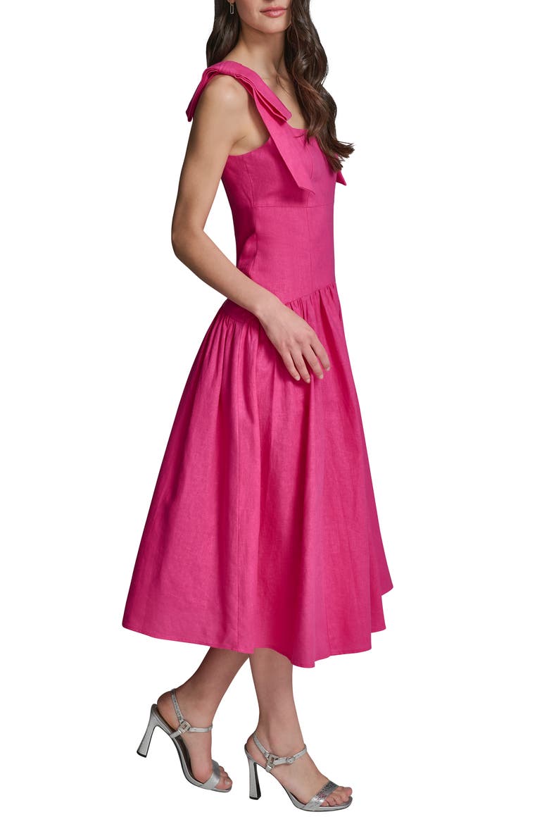 Sleeveless Linen Blend Midi Dress, Alternate, color, FUCHSIA