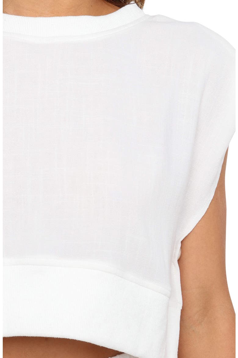 Whitley Padded Shoulder Crop Top, Alternate, color, WHITE