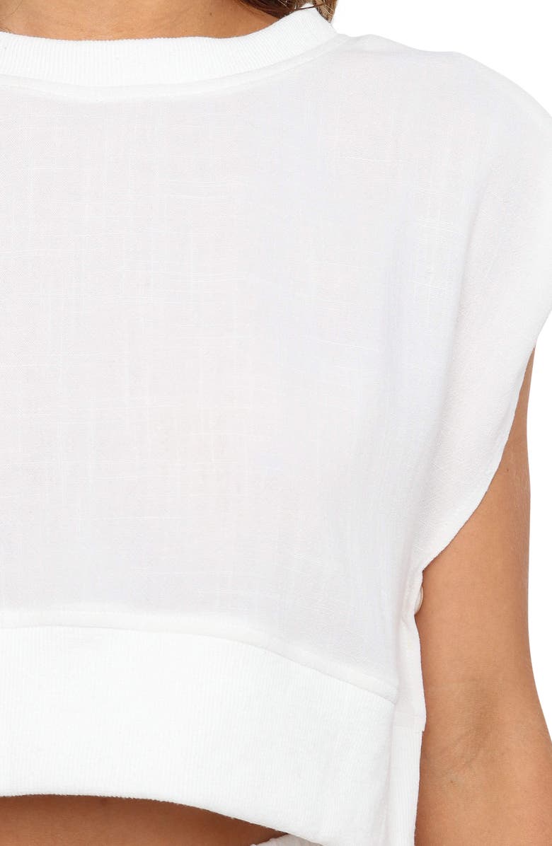 Petal & Pup Whitley Padded Shoulder Crop Top, Alternate, color, White