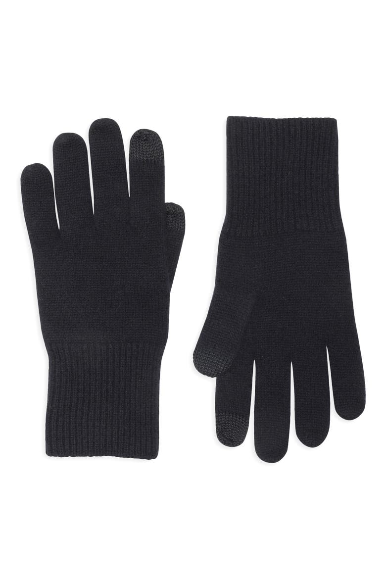 Cashmere Gloves, Main, color, BLACK