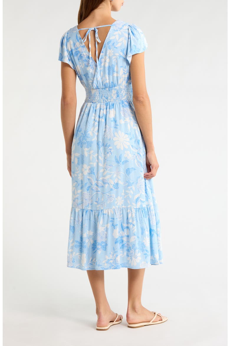 Seraphina Floral Print Ruffle Hem Maxi Dress, Alternate, color, BLUE/ WHITE MULTI