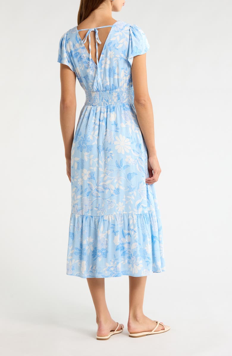 SUGARLIPS Seraphina Floral Print Ruffle Hem Maxi Dress, Alternate, color, Blue/ White Multi