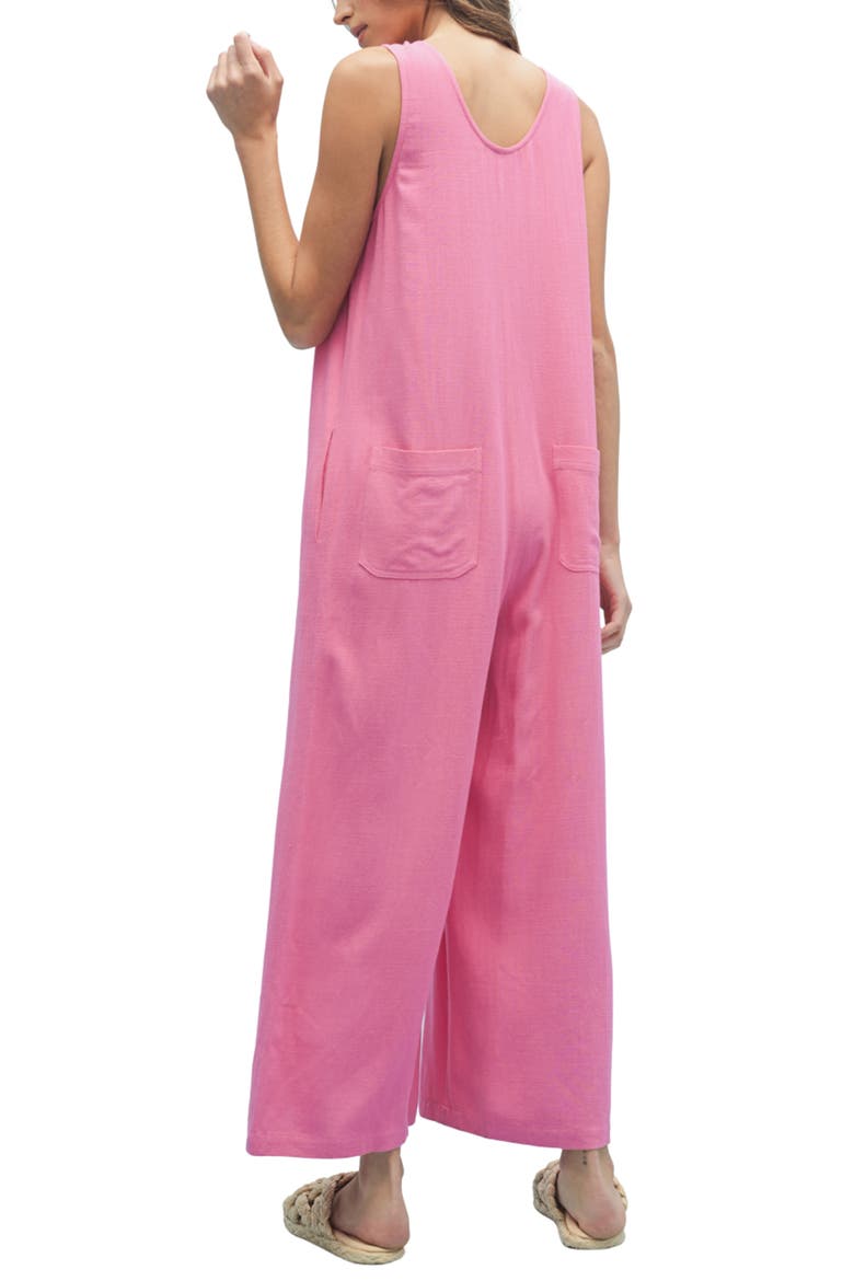 Button Front Sleeveless Jumpsuit, Alternate, color, HIBISCUS