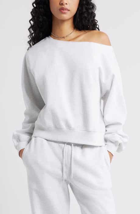 BP. Fleece Detail Off the Shoulder Sweatshirt