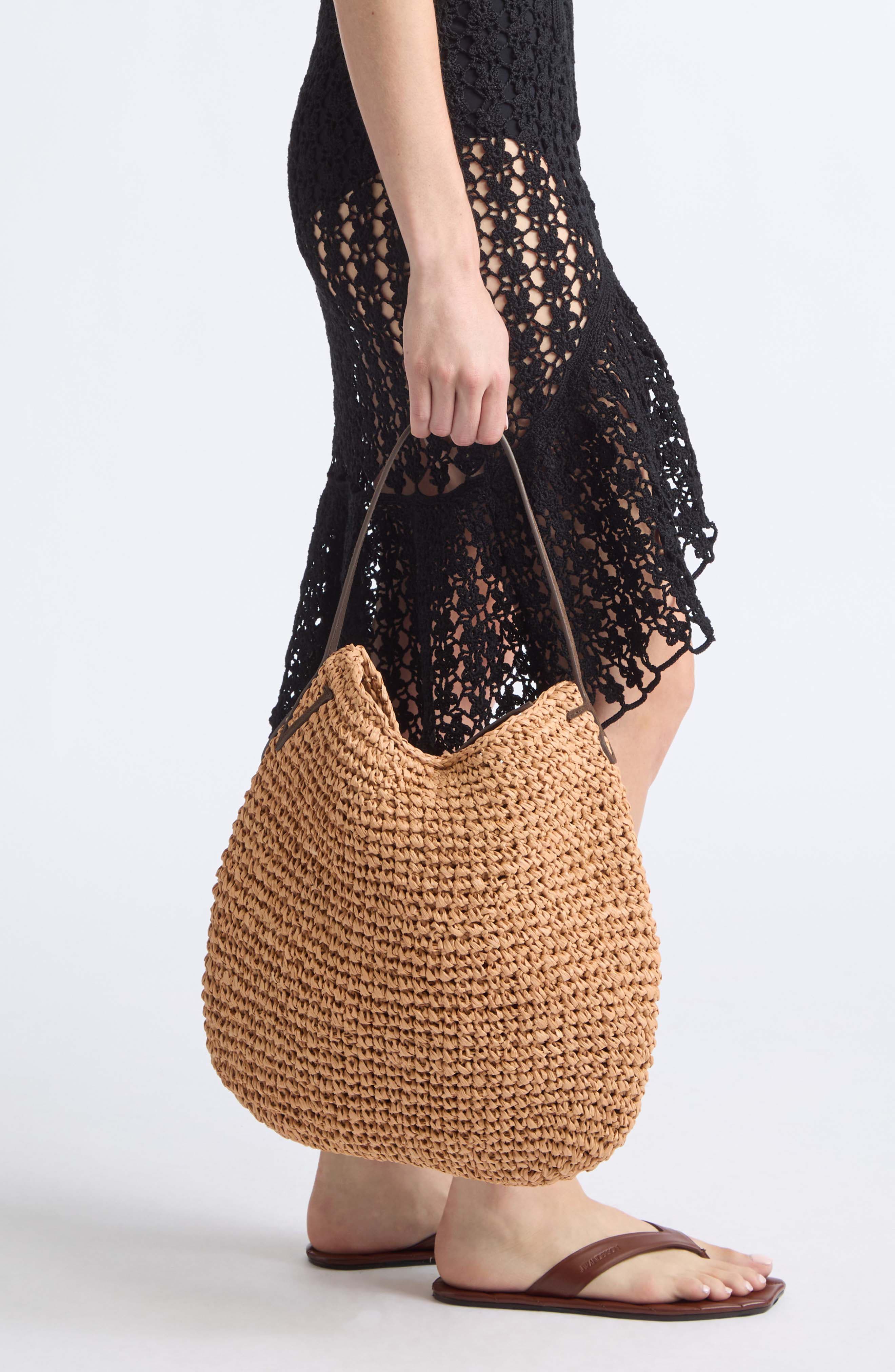 XL Raffia Bulb Hobo, Alternate, color, NATURAL/ BROWN 094