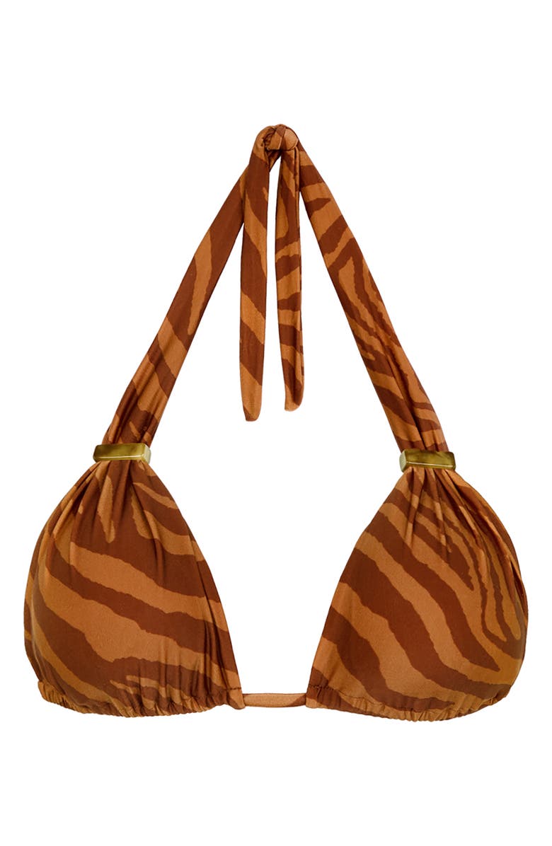 ViX Paula Hermanny Sundown Bia Tube Halter Bikini Top, Alternate, color, Brown Multi