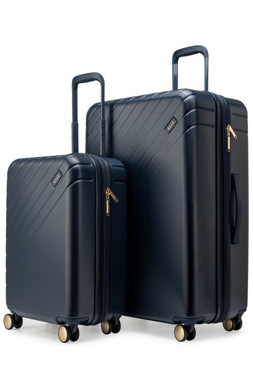 Elle Louvre 2 Piece Expandable Polycarbonate Spinner Luggage Set In Blue