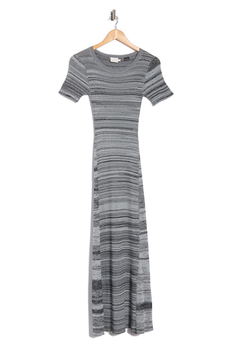Stripe Short Sleeve Maxi Sweater Dress, Alternate, color, GRAY