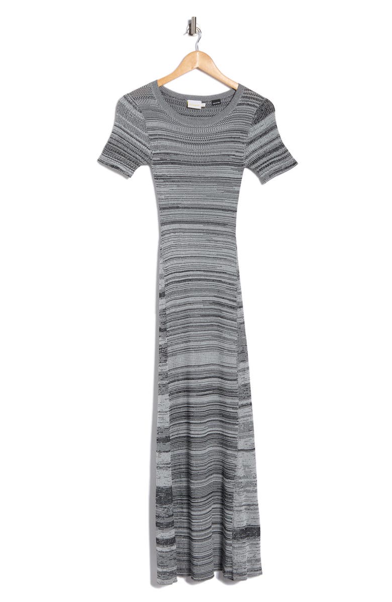 Desigual Stripe Short Sleeve Maxi Sweater Dress, Alternate, color, Gray