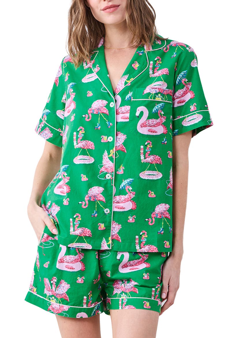 Cotton Poplin Short Pajamas, Main, color, PALM FROND