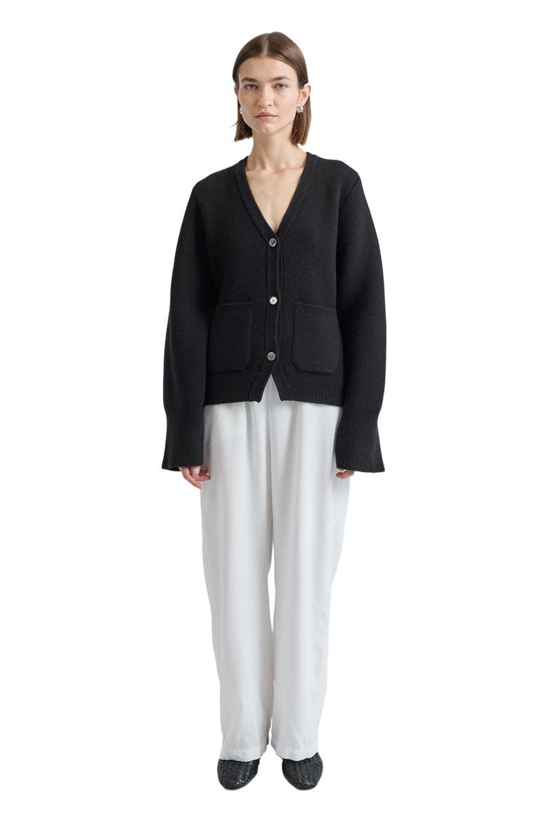 V Neck Cardigan, Main, color, Black