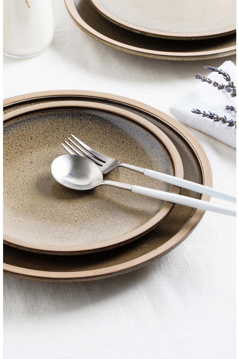 Tina Stoneware 4-Piece Dinner Plate, Alternate, color, Green and Beige