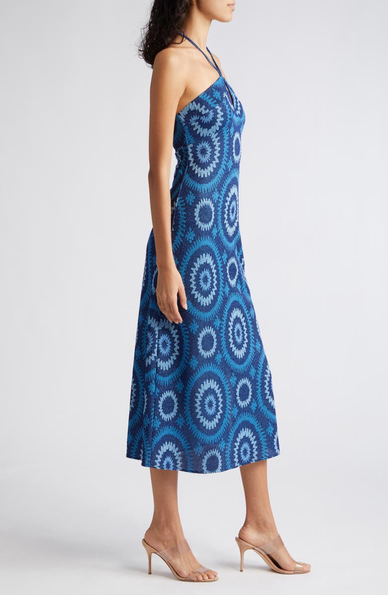 Ramy Brook Aya Halter Midi Dress, Alternate, color, Spring Navy/ Crystal Blue