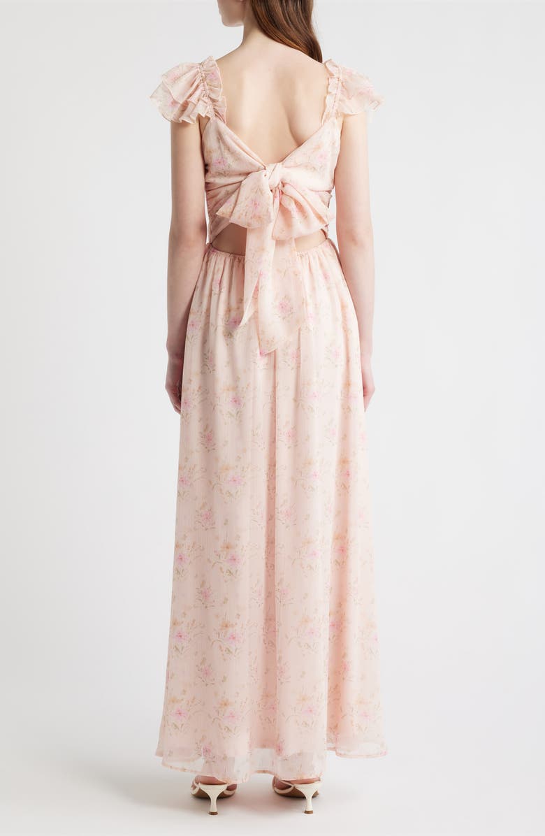 Lulus Yvette Floral Smocked Gown, Alternate, color, Light Pink Floral