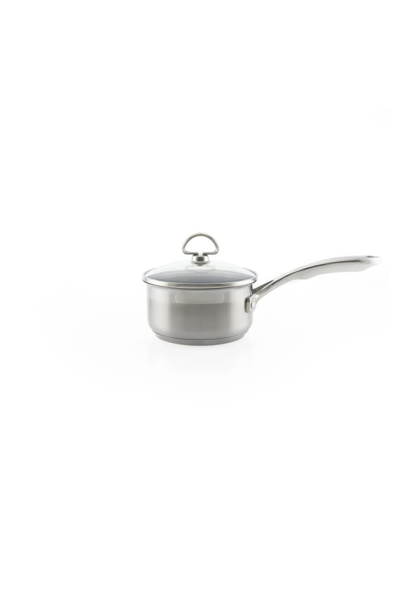 Induction 21 Steel 1 qt. Saucepan w/ Ceramic Coating and Glass Lid, Alternate, color, Silver