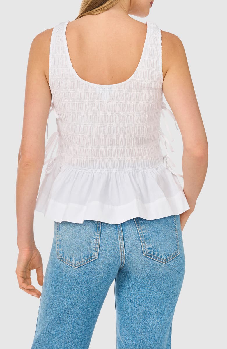 CeCe Woven Puckered Tank, Alternate, color, Ultra White