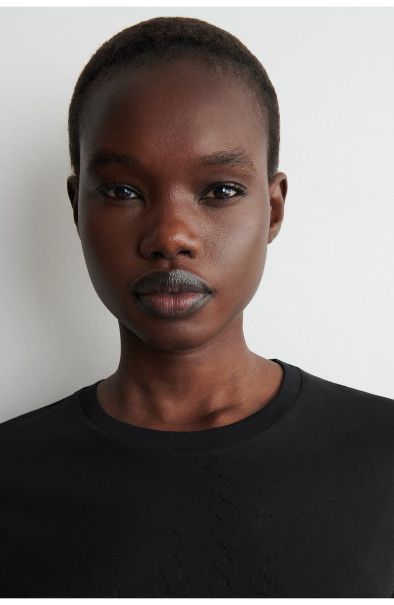 COS Cotton-Modal Crew-Neck T-Shirt, Alternate, color, Black