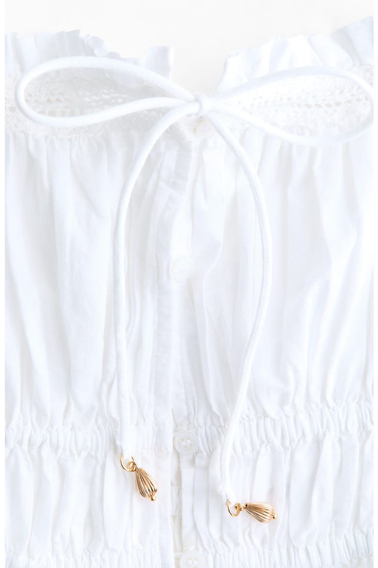 Tie-detail Cotton Top, Alternate, color, White