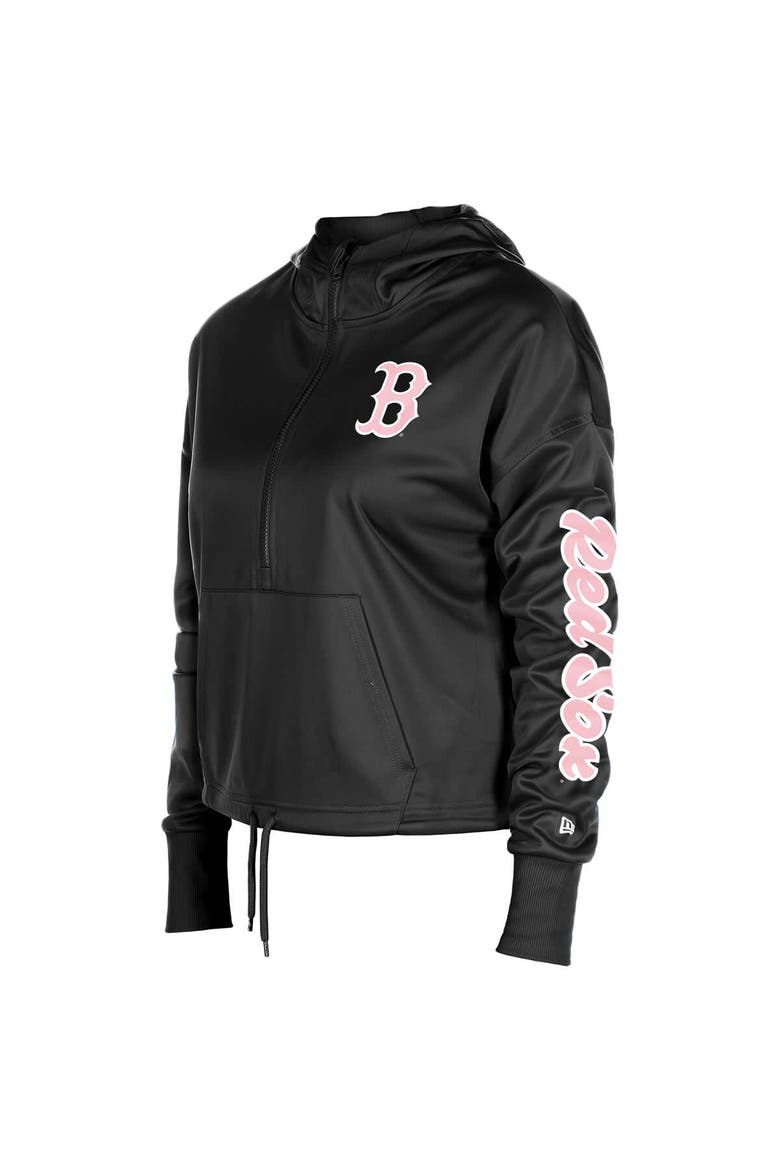 Women's New Era Black Boston Red Sox Half-Zip Hoodie, Alternate, color, Black