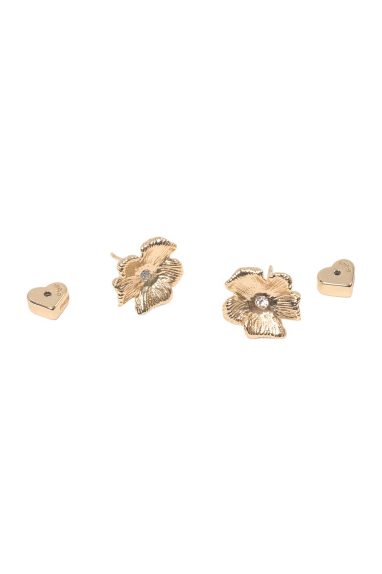 Flower stud earrings, Alternate, color, Gold