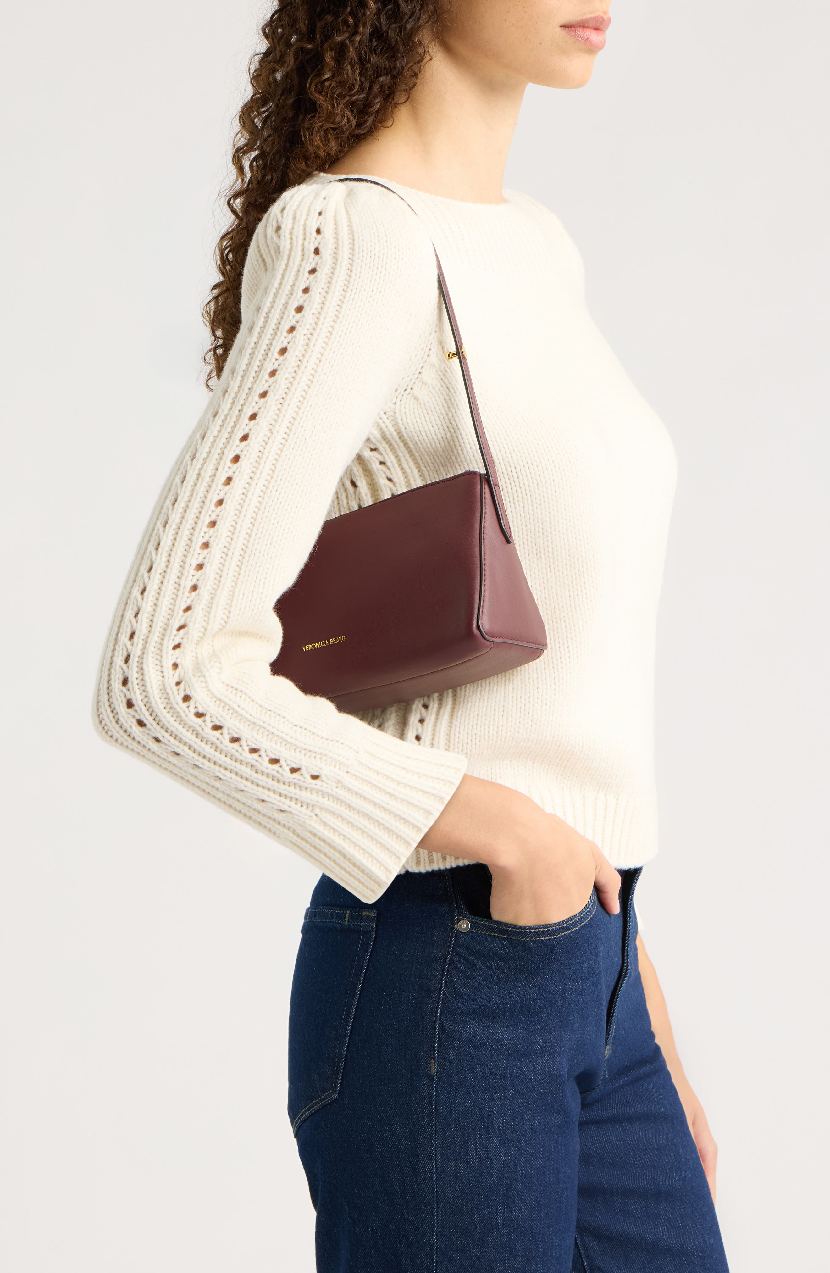 Prism Leather Shoulder Bag, Alternate, color, BURGUNDY