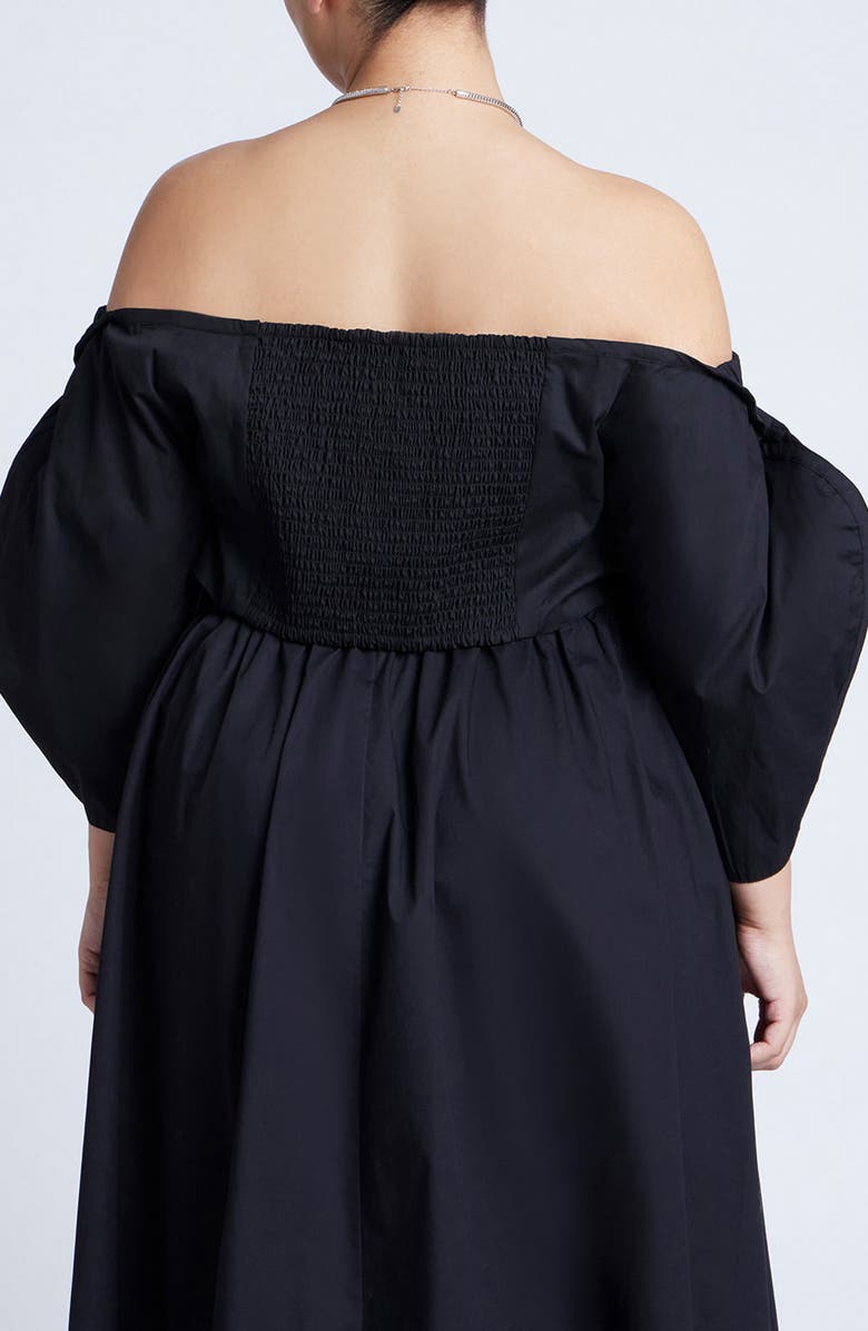 ELOQUII Smocked Off the Shoulder Crop Top, Alternate, color,