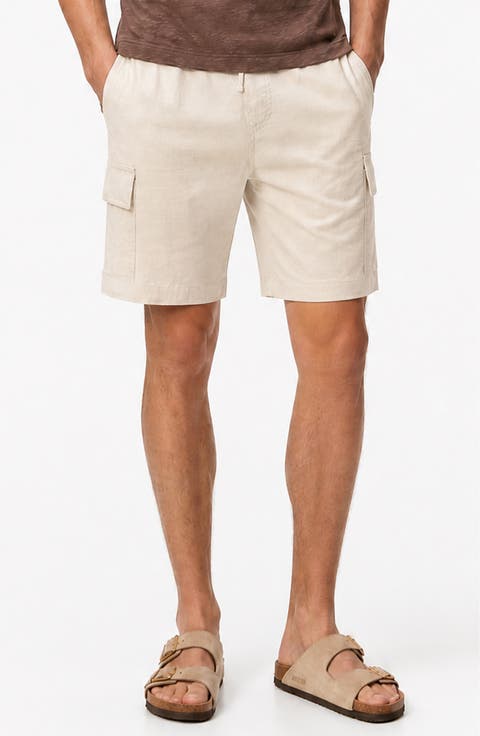 Stretch Linen Blend Cargo Shorts