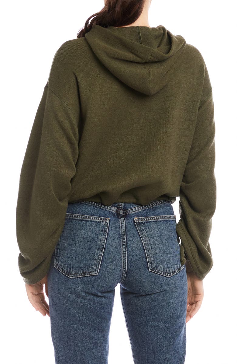 FIFTEEN TWENTY Makenna Ruched Sleeve Hoodie, Alternate, color, Olive