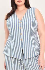 FREEMARKET Striped Cotton Vest