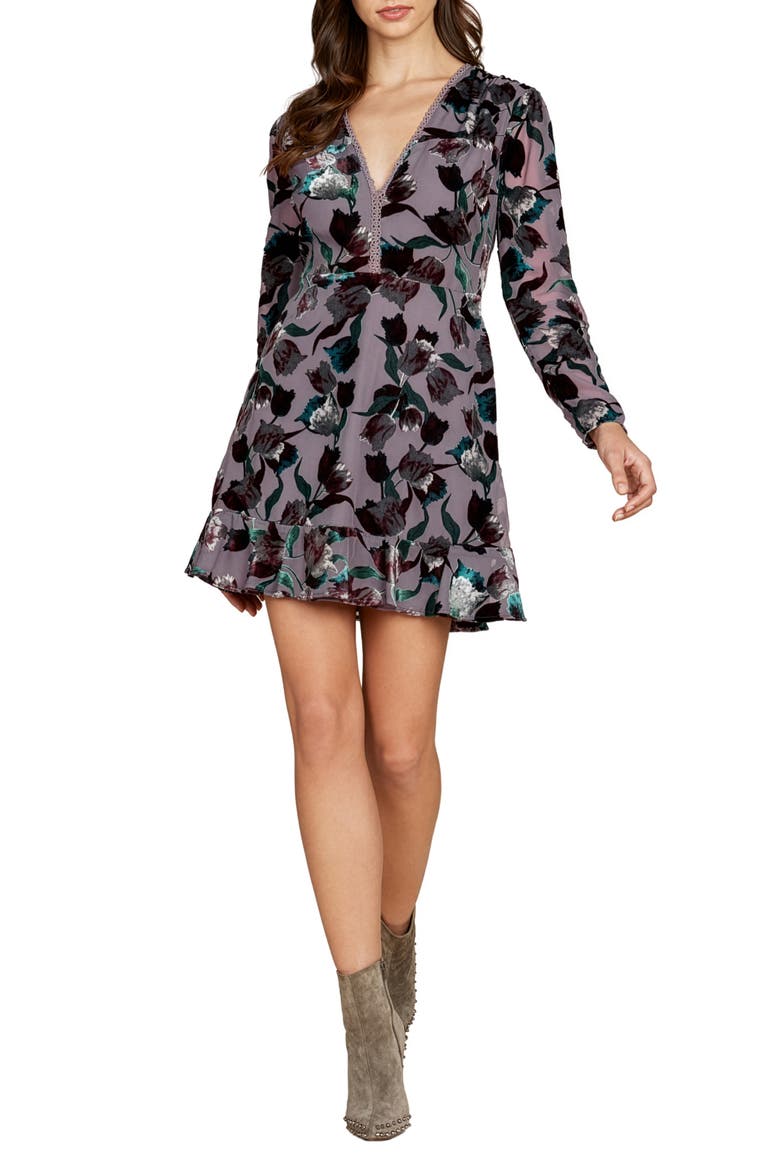 Long Sleeve Burnout Dress, Main, color, DUSTY LILAC