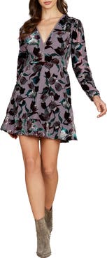 matty m. Long Sleeve Burnout Dress