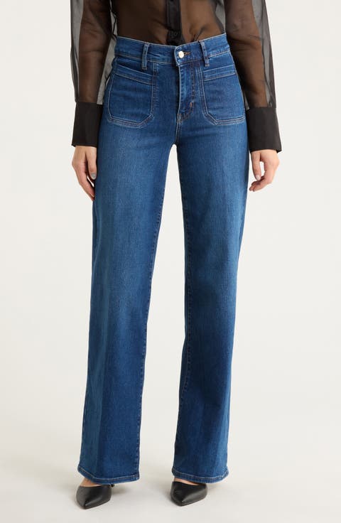 Le Slim Palazzo Long Modernist Pocket Wide Leg Jeans (Rinse)