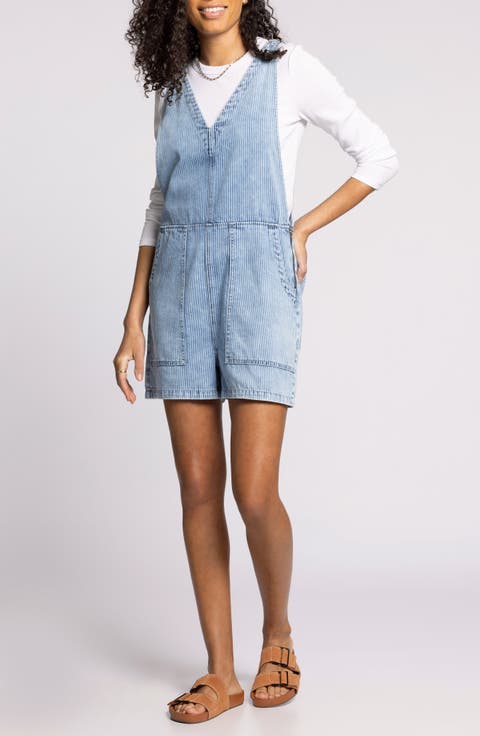 Rosemary Denim Romper (Washed Indigo Stripe)