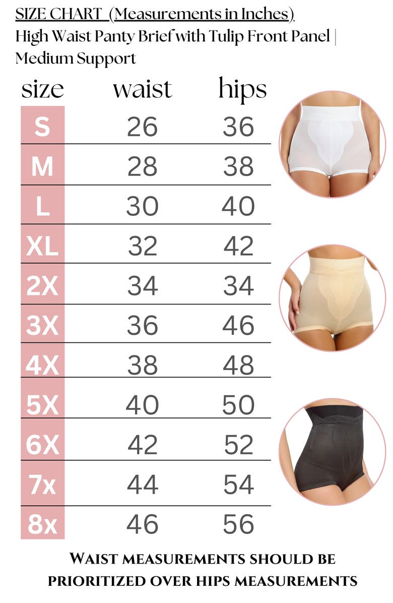 Rago Medium Support High Waist Panty Brief with Tulip Front Panel Memory Compression Fabric, Alternate, color, Black