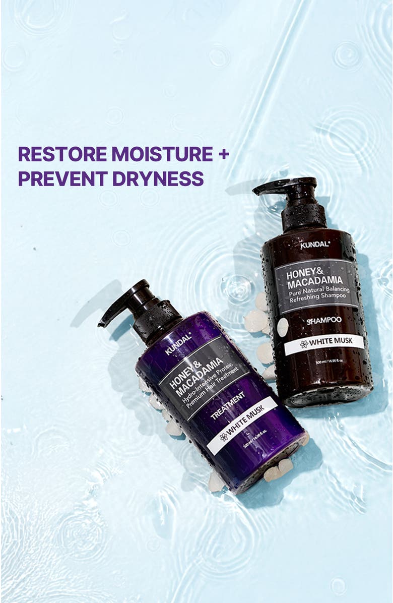 KUNDAL Honey & Macadamia Nature Shampoo & Protein Treatment Duo Pack - White Musk, Alternate, color, Brown And Purple