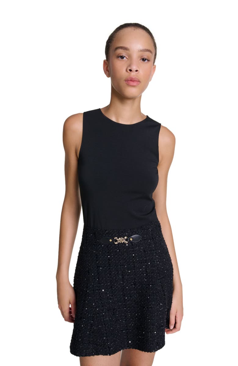 maje Tweed 2-in-1 mini dress, Alternate, color, 