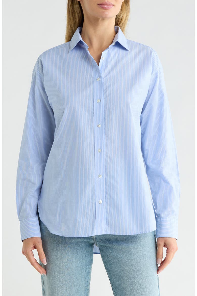 Finn Cotton Button-Up Shirt, Main, color, SKY BLUE/ WHITE