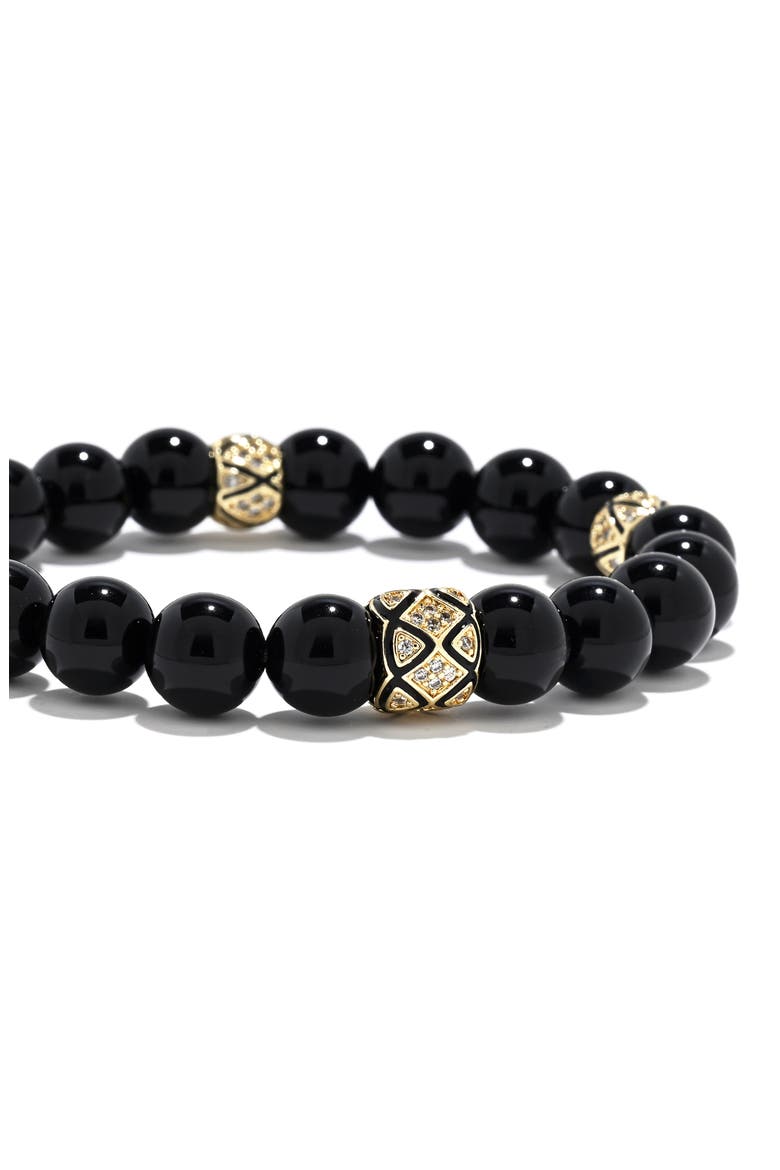 Ben Pavé Beaded Stretch Bracelet, Alternate, color, BLACK